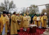 Митрополит Ташкентский Викентий возглавил открытие храма св. блгв. кн. Александра Невского на территории российской авиабазы в Киргизии