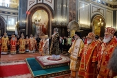В день памяти святых равноапостольных Мефодия и Кирилла Предстоятель Русской Церкви совершил Литургию в Храме Христа Спасителя в Москве