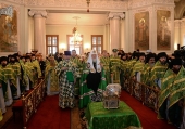 В день памяти преподобного Силуана Афонского Предстоятель Русской Церкви совершил Литургию в Даниловом ставропигиальном монастыре